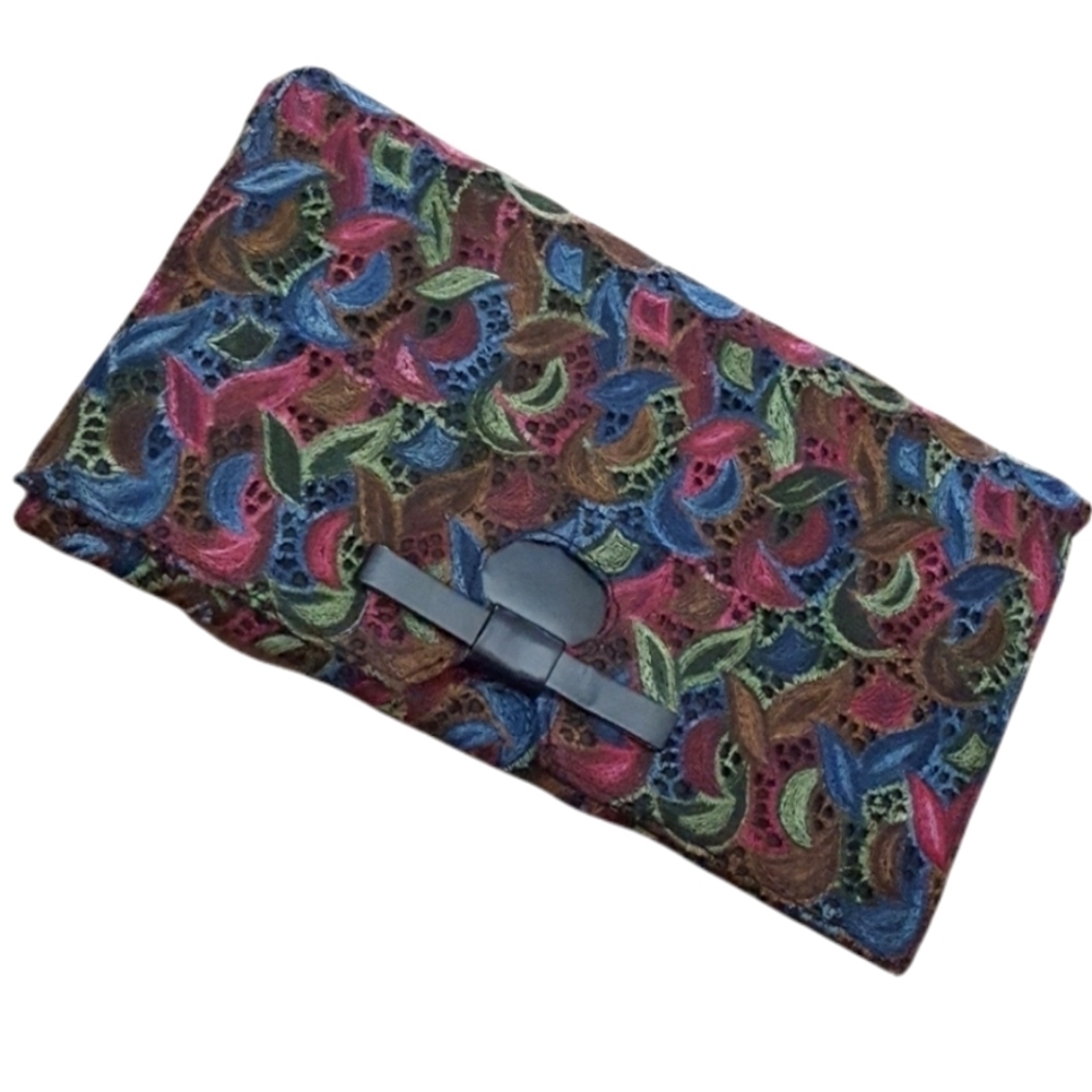 Vintage Lennox Bags‎ Multicolor Embroidered Lace Envelope Clutch Evening Bag